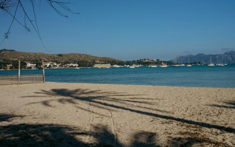 Schatten einer Palme auf Mallorca am Strand, fotografiert von Konstantin Chemeris