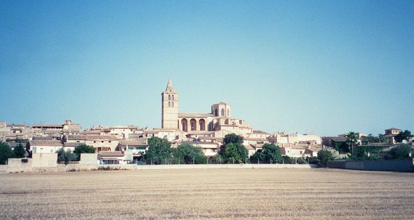Stadtansicht auf Mallorca von einem Feld aus, aufgenommen von Emily Barnett