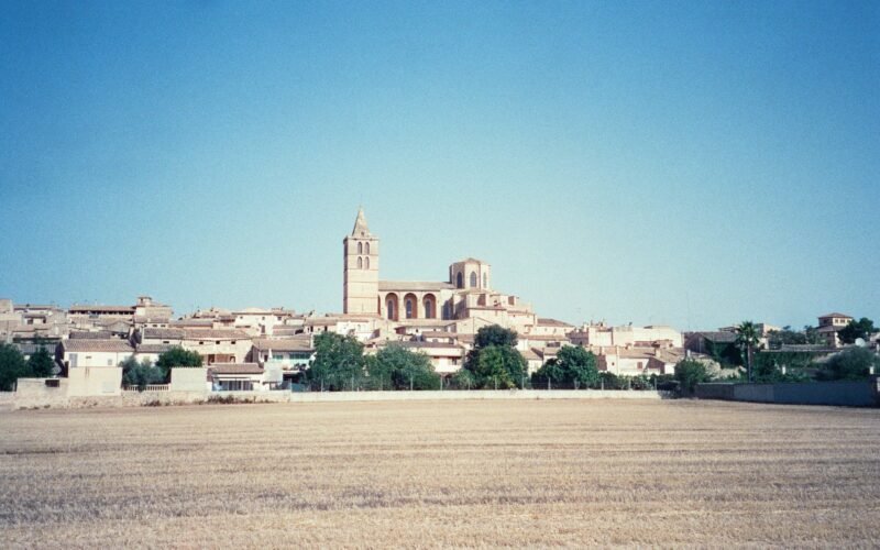 Stadtansicht auf Mallorca von einem Feld aus, aufgenommen von Emily Barnett