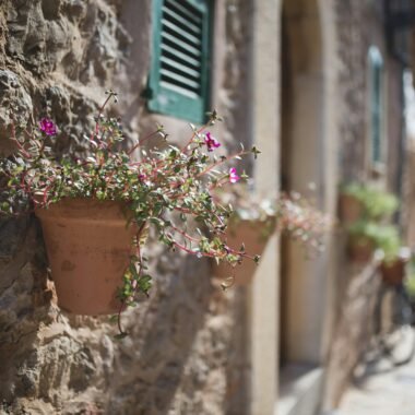Menschen laufen auf einer Straße auf Mallorca, aufgenommen von Monika Guzikowska, zeigt das urbane Treiben der Insel.