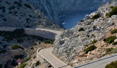 Kurvige Straße an den Bergen auf Mallorca, aufgenommen von William Pickard, zeigt die landschaftliche Schönheit der Insel.