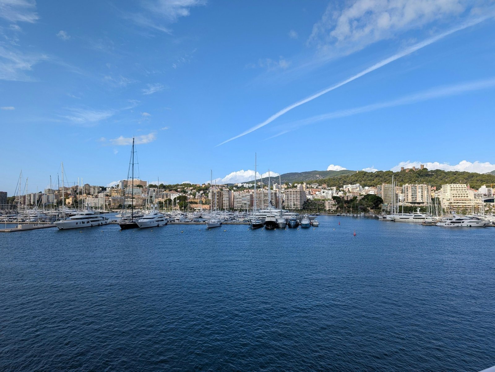 Yachten im Hafen auf Mallorca vor der Skyline der Stadt, aufgenommen von David Vives.