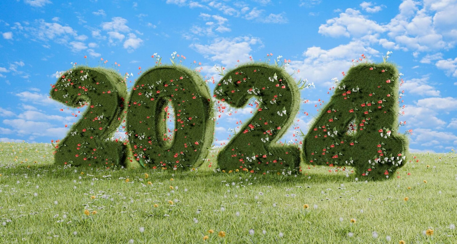 Gras, das die Zahl 2020 formt, fotografiert auf Mallorca von Ricardo Loaiza, zeigt kreative Naturkunst.