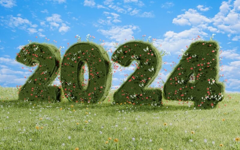 Gras, das die Zahl 2020 formt, fotografiert auf Mallorca von Ricardo Loaiza, zeigt kreative Naturkunst.