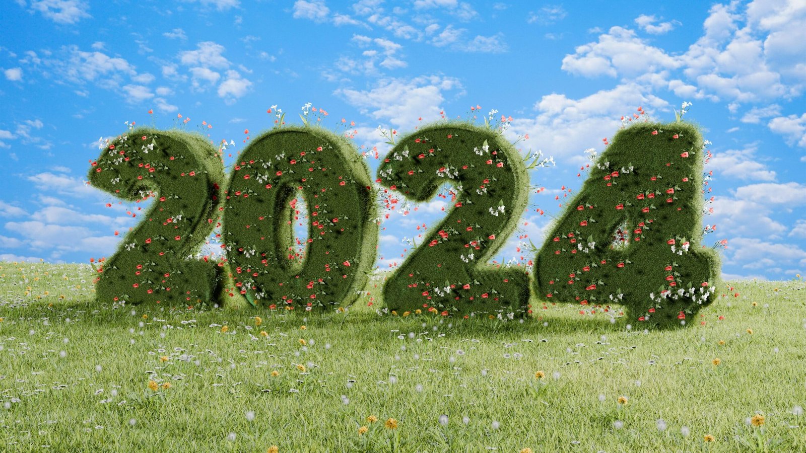Gras, das die Zahl 2020 formt, fotografiert auf Mallorca von Ricardo Loaiza, zeigt kreative Naturkunst.