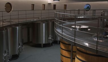 Innenraum auf Mallorca mit vielen Metalltanks, fotografiert von Liv Kao, zeigt eine industrielle Lagerhalle.