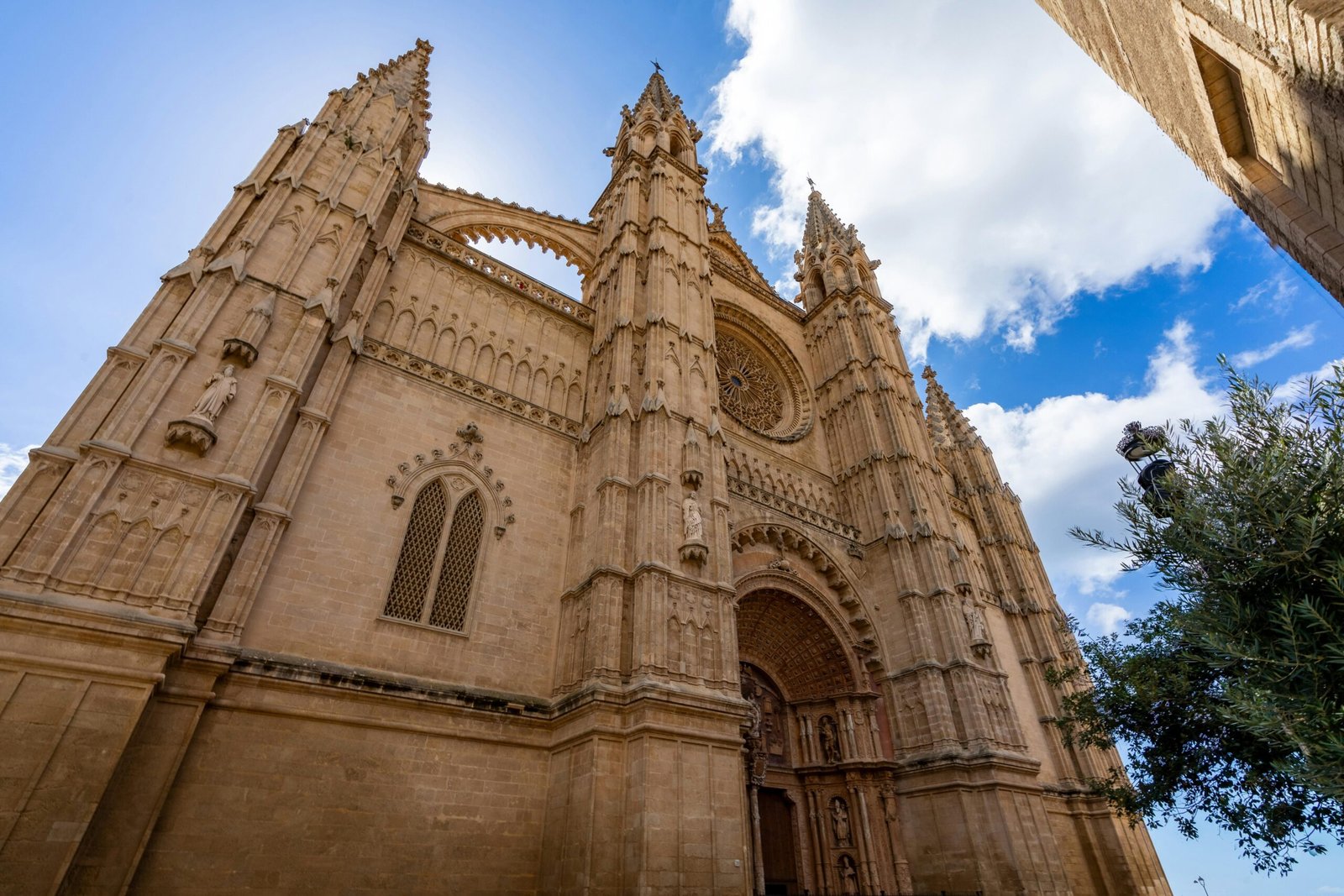Hoch auf Mallorca: Eine sehr hohe Kathedrale mit Himmel im Hintergrund, fotografiert von David Vives.