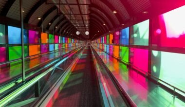 Bunter Tunnel mit roten, blauen, grünen und gelben Farben auf Mallorca, aufgenommen von Sem S.